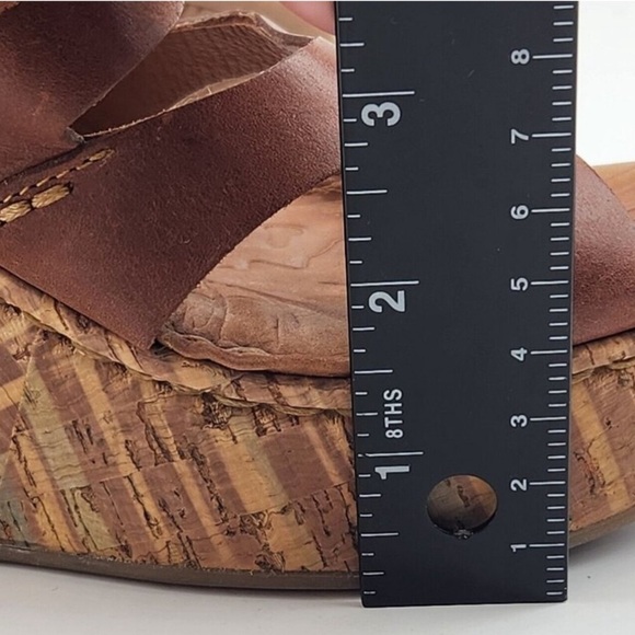Born Beluna Cork Platform Wedge Sandals Womens 10/42 Brown Leather Boho Hippie - Picture 9 of 9